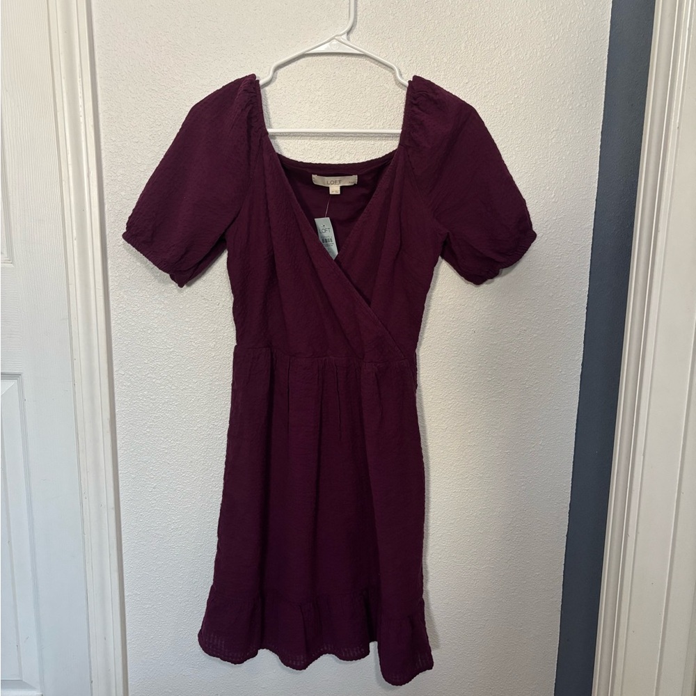 LOFT Deep Purple Textured Dress